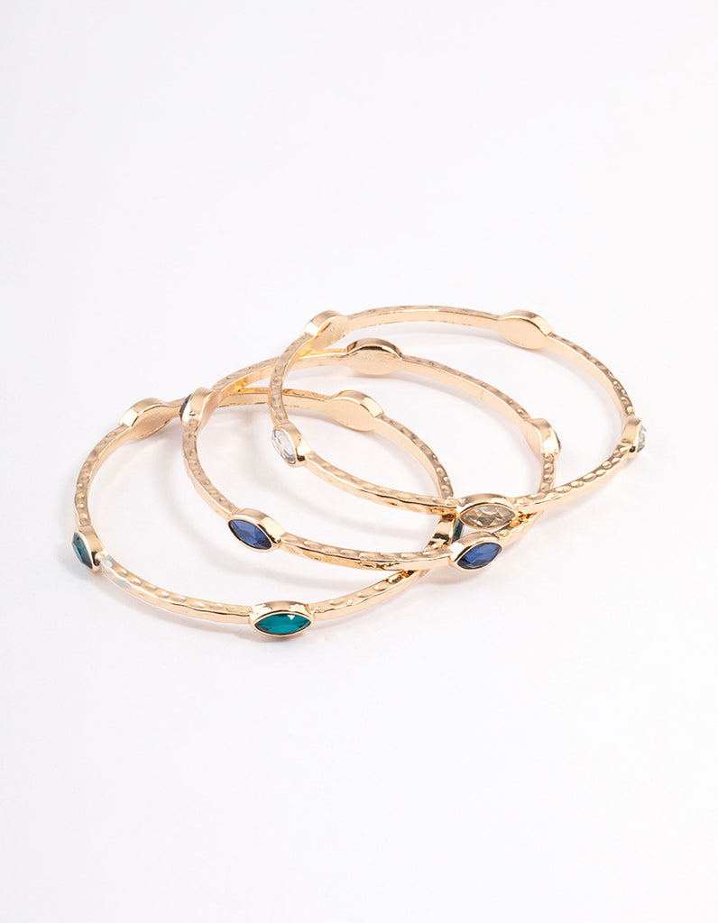 Gold Hammered Stone Bracelet Pack