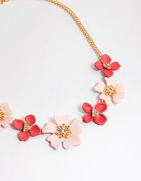 Red Mixed Diamante Flower Necklace - link has visual effect only