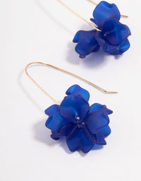 Blue Mini Frosted Flower Drop Earrings - link has visual effect only