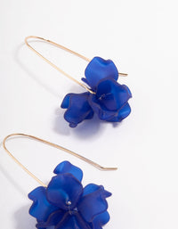 Blue Mini Frosted Flower Drop Earrings - link has visual effect only