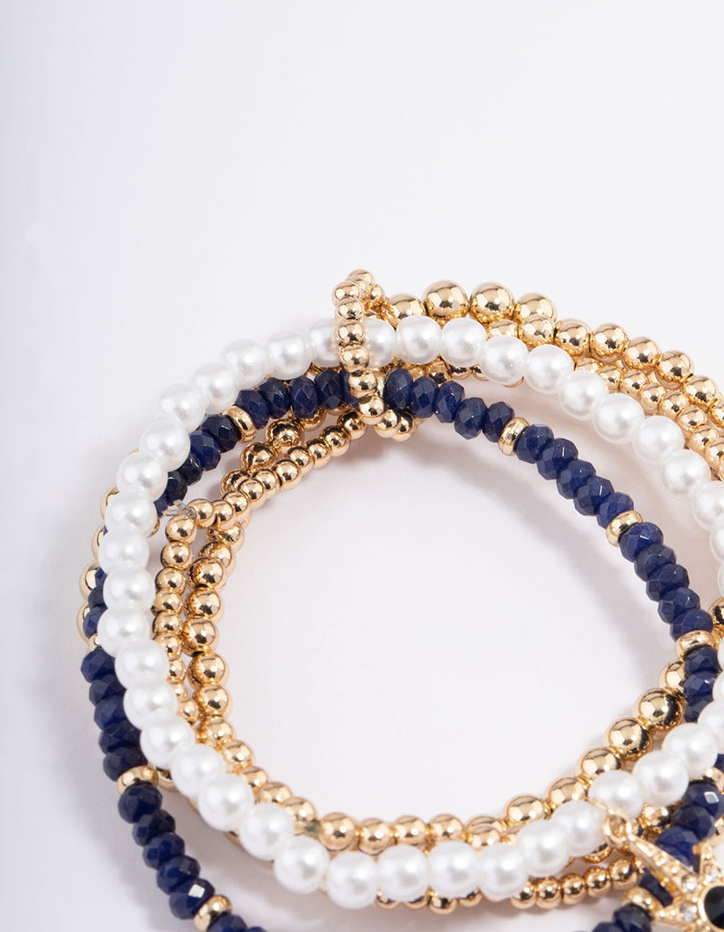 Gold Celestial Mixed Bead Bracelet 6-Pack