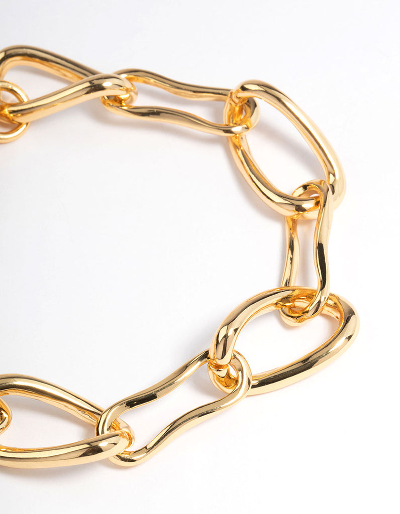 Gold Plated Brass Irregular Link Chain Bracelet