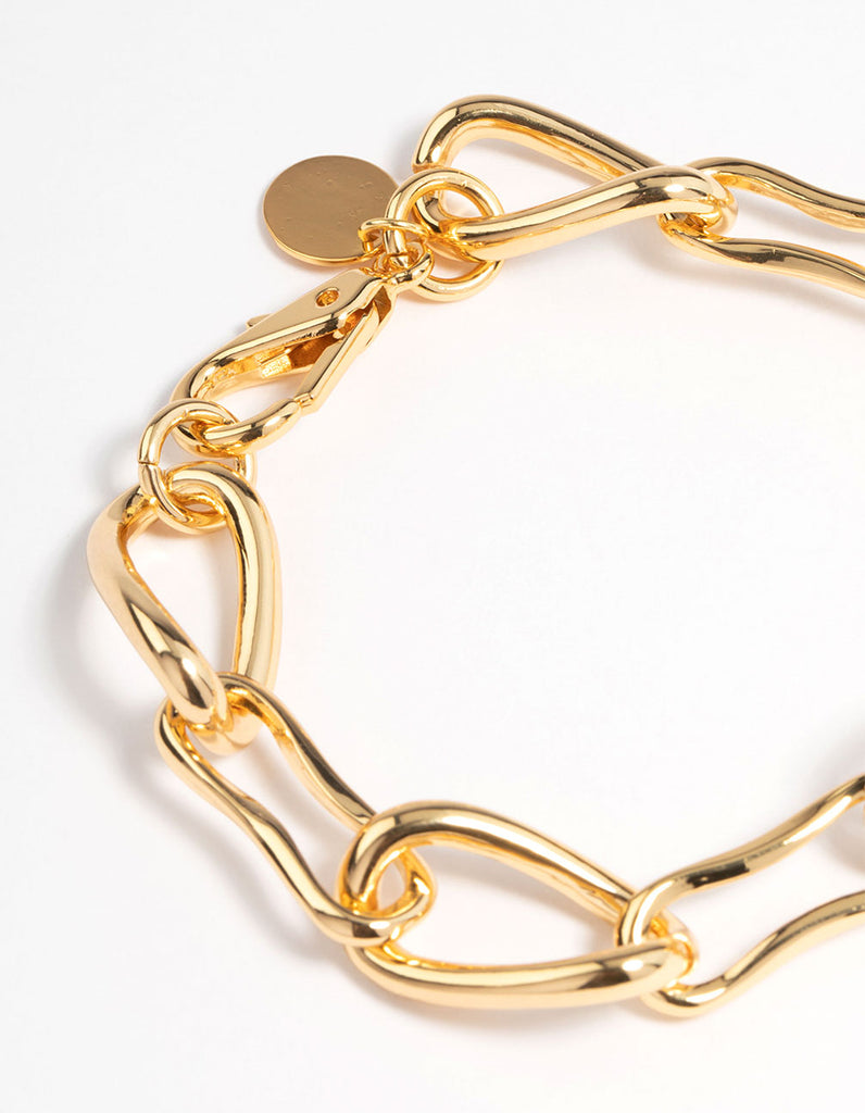 Gold Plated Brass Irregular Link Chain Bracelet