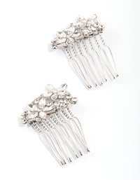 Silver Crystal Diamante Comb Pack - link has visual effect only