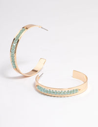 Gold Bead Centre Stripe Hoop Earrings - link has visual effect only