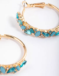 Gold Mini Cluster Diamante Hoop Earrings - link has visual effect only