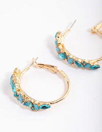 Gold Mini Cluster Diamante Hoop Earrings - link has visual effect only