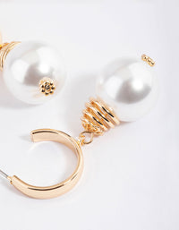 Gold Coil Pearl Hoop Earrings - link has visual effect only