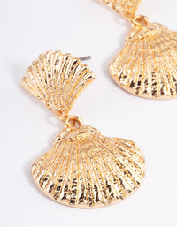 Gold Half Shell Double Drop Earrings - link has visual effect only