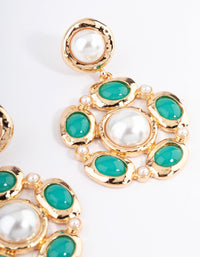 Gold Pearl Drop Round Mixed Earrings - link has visual effect only