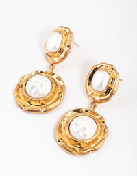 Gold Molten Round Drop Earrings - link has visual effect only