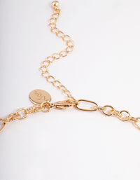 Gold Mixed Stone Coin & Hand Motif Necklace - link has visual effect only