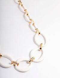 Gold Mixed Oval Link Necklace - link has visual effect only