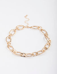 Gold Hammered Large Chain Necklace - link has visual effect only