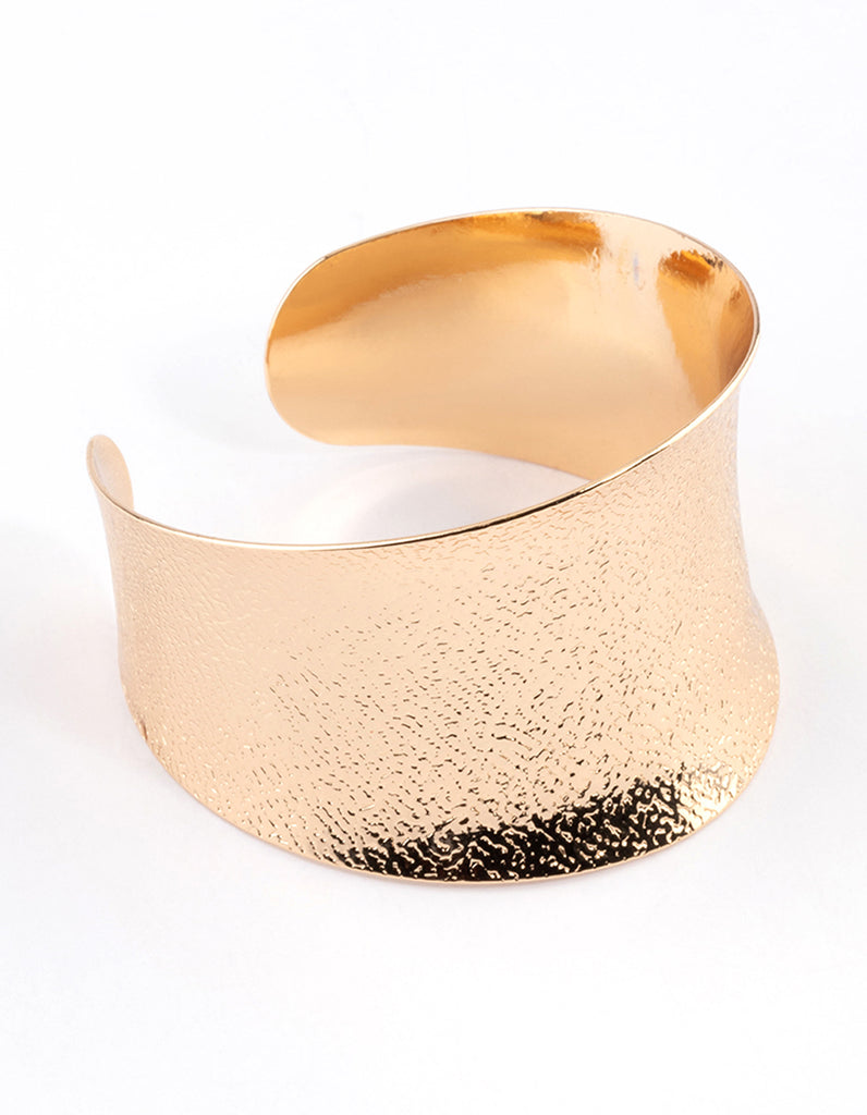Gold Wavy Hammered Cuff Bracelet Pack