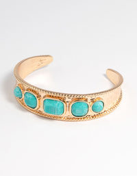 Gold Etched Mixed Shape Stone Cuff Bangle - link has visual effect only