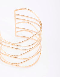 Gold Large Wavy Hammered Cuff Bangle - link has visual effect only