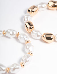 Gold Organic Shape Pearl Bracelet Pack - link has visual effect only