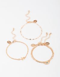 Gold Eye & Star Fish Bracelet 4-Pack - link has visual effect only