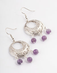 Antique Silver Amethyst Open Detail Hook Earrings - link has visual effect only