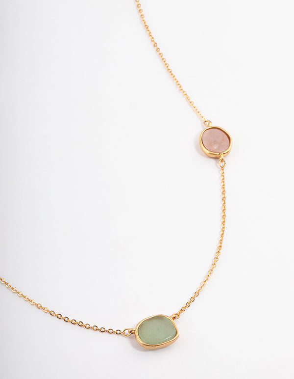 Gold Long Semi Precious Necklace