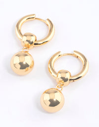 Gold Plated Brass Ball Drop Huggie Earrings - link has visual effect only