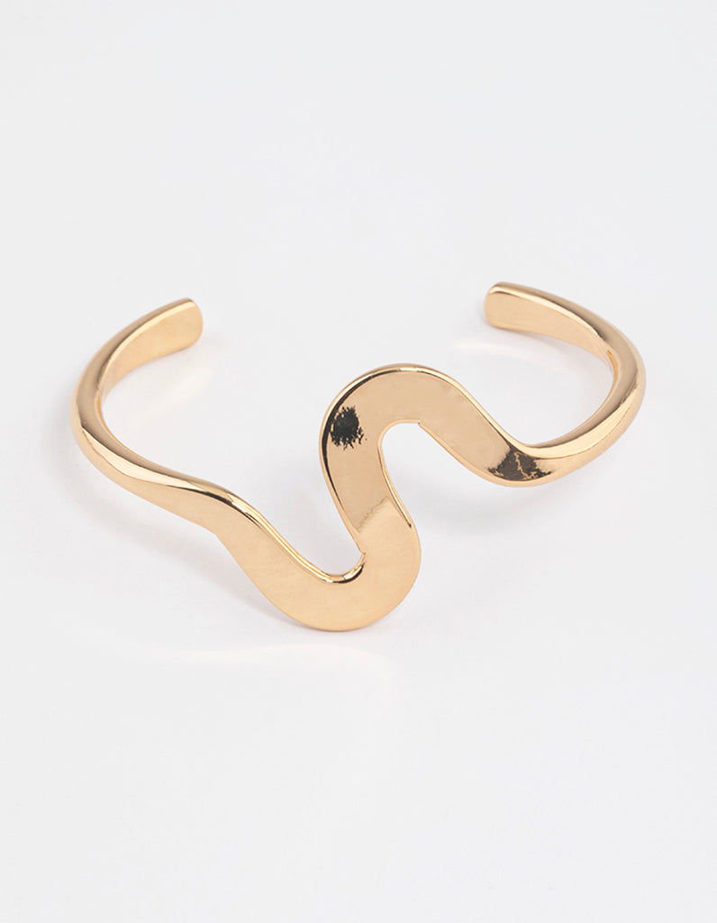 Gold Plated Brass Swirl Cuff Bracelet