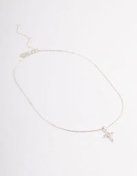 Silver Plated Cubic Zirconia Cross Fine Chain Necklace - link has visual effect only