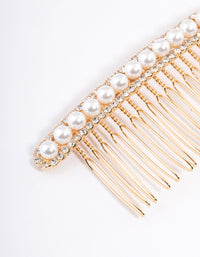 Gold Diamante & Pearl Stripe Comb - link has visual effect only