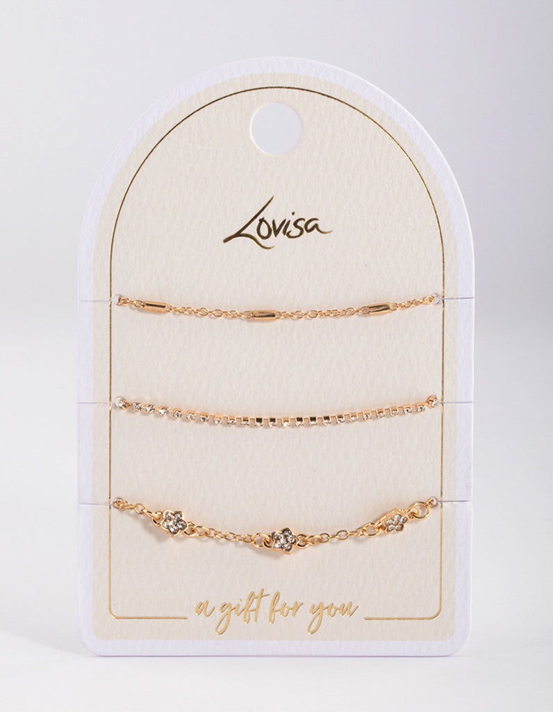 Gold Cupchain & Flower Bracelet Pack