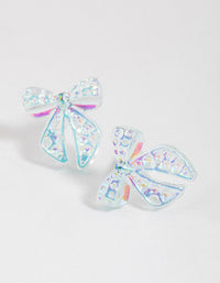 Teal Ribbon Stud Earrings - link has visual effect only