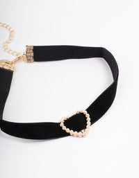 Gold Open Pearl Heart Choker - link has visual effect only