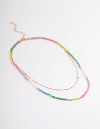 Gold Multi-Coloured Bead Necklace - link has visual effect only