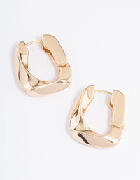 Gold Thick Twist Huggie Earrings - link has visual effect only