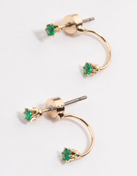 Gold & Emerald Green Diamante Jacket Earrings - link has visual effect only