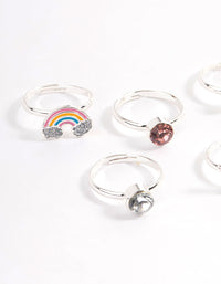 Kids Silver Diamante Bubble Dog Ring 6-Pack - link has visual effect only