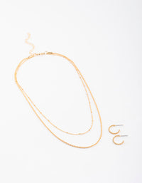 Gold Twist Station Necklace & Earrings Set - link has visual effect only