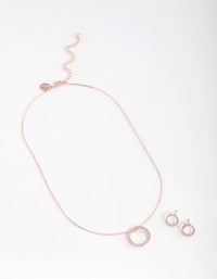 Rose Gold Diamante Open Circle Jewellery Set - link has visual effect only