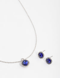 Silver Cushion Halo Jewellery Set - link has visual effect only