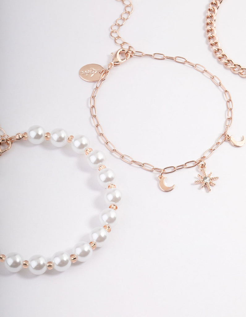 Rose Gold Pearl Celestial Butterfly Bracelet