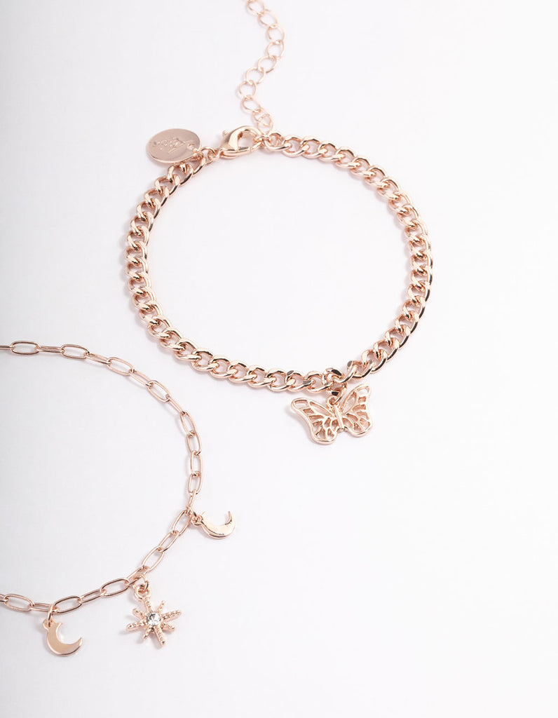 Rose Gold Pearl Celestial Butterfly Bracelet