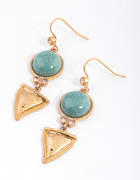 Worn Gold Vintage Shark Tooth Drop Earrings - link has visual effect only