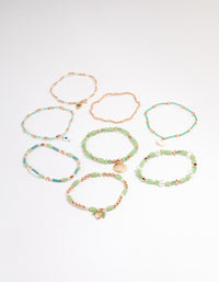 Gold Mixed Bead Irregular Pearl Bracelet Pack - link has visual effect only
