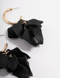 Black Coated Petal Huggie Drop Earrings - link has visual effect only