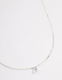 Silver Single Cubic Zirconia Box Chain Necklace - link has visual effect only