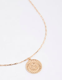 Gold Medallion Disc Necklace - link has visual effect only