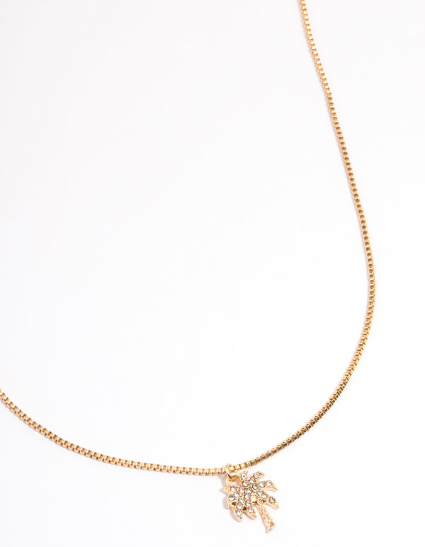 Gold Bling Palm Tree Necklace