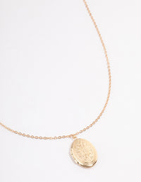 Gold Etched Locket Necklace - link has visual effect only