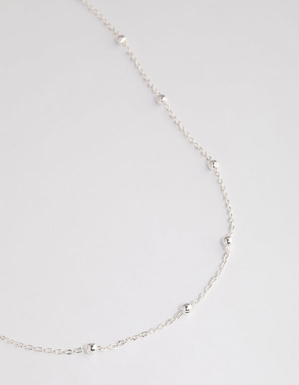 Silver Station Bead Chain Necklace