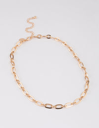 Gold Chain Link Necklace - link has visual effect only